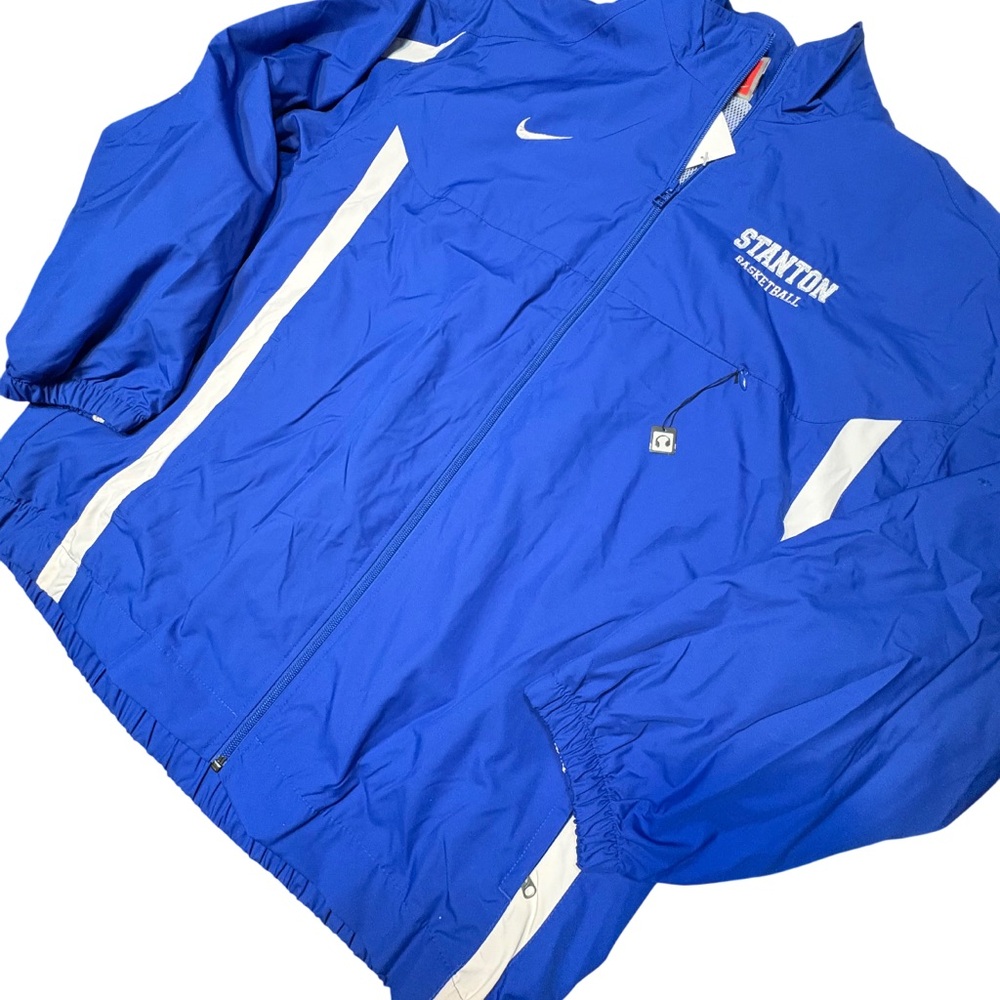Nike blue and white windbreaker jacket with STANTON BASKETBALL men women xl - Picture 2 of 12